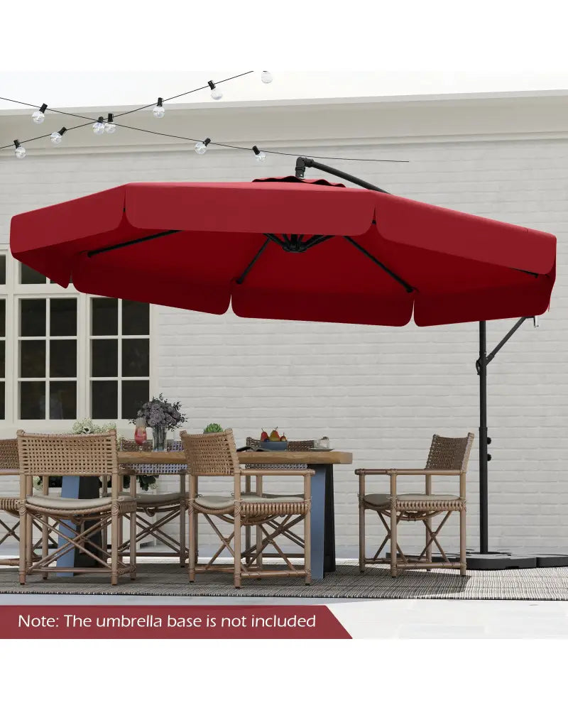 10 Feet Patio Cantilever Umbrella with Cover Tilt Adjustment and Ruffled Edge-Wine - Wine - Outdoor Umbrellas