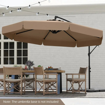 10 Feet Patio Cantilever Umbrella with Cover Tilt Adjustment and Ruffled Edge-Taupe - Taupe - Outdoor Umbrellas