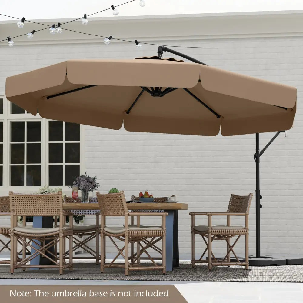 10 Feet Patio Cantilever Umbrella with Cover Tilt Adjustment and Ruffled Edge-Taupe - Taupe - Outdoor Umbrellas