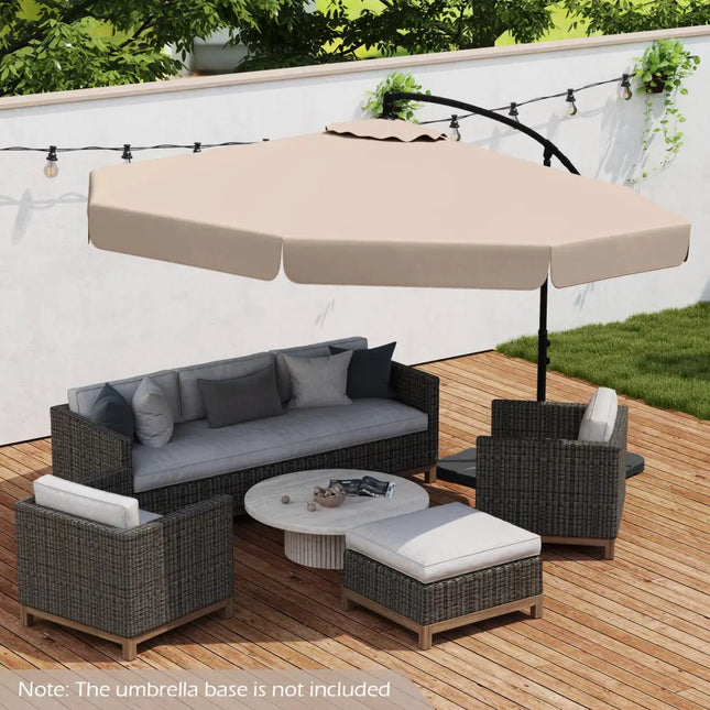 10 Feet Patio Cantilever Umbrella with Cover Tilt Adjustment and Ruffled Edge-Beige - Beige - Outdoor Umbrellas