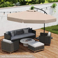 10 Feet Patio Cantilever Umbrella with Cover Tilt Adjustment and Ruffled Edge-Beige - Beige - Outdoor Umbrellas