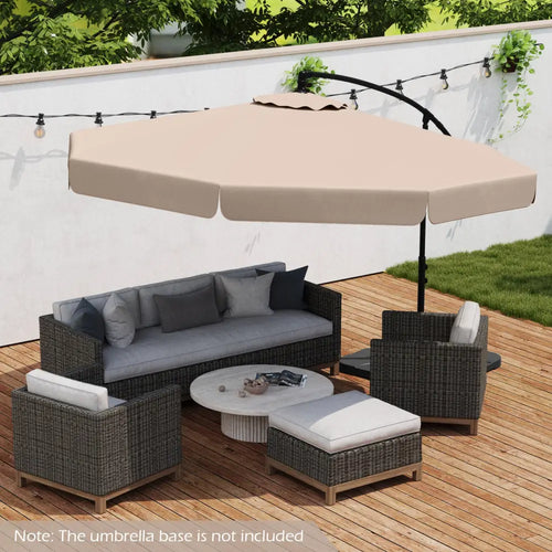 10 Feet Patio Cantilever Umbrella with Cover Tilt Adjustment and Ruffled Edge-Beige - Beige - Outdoor Umbrellas