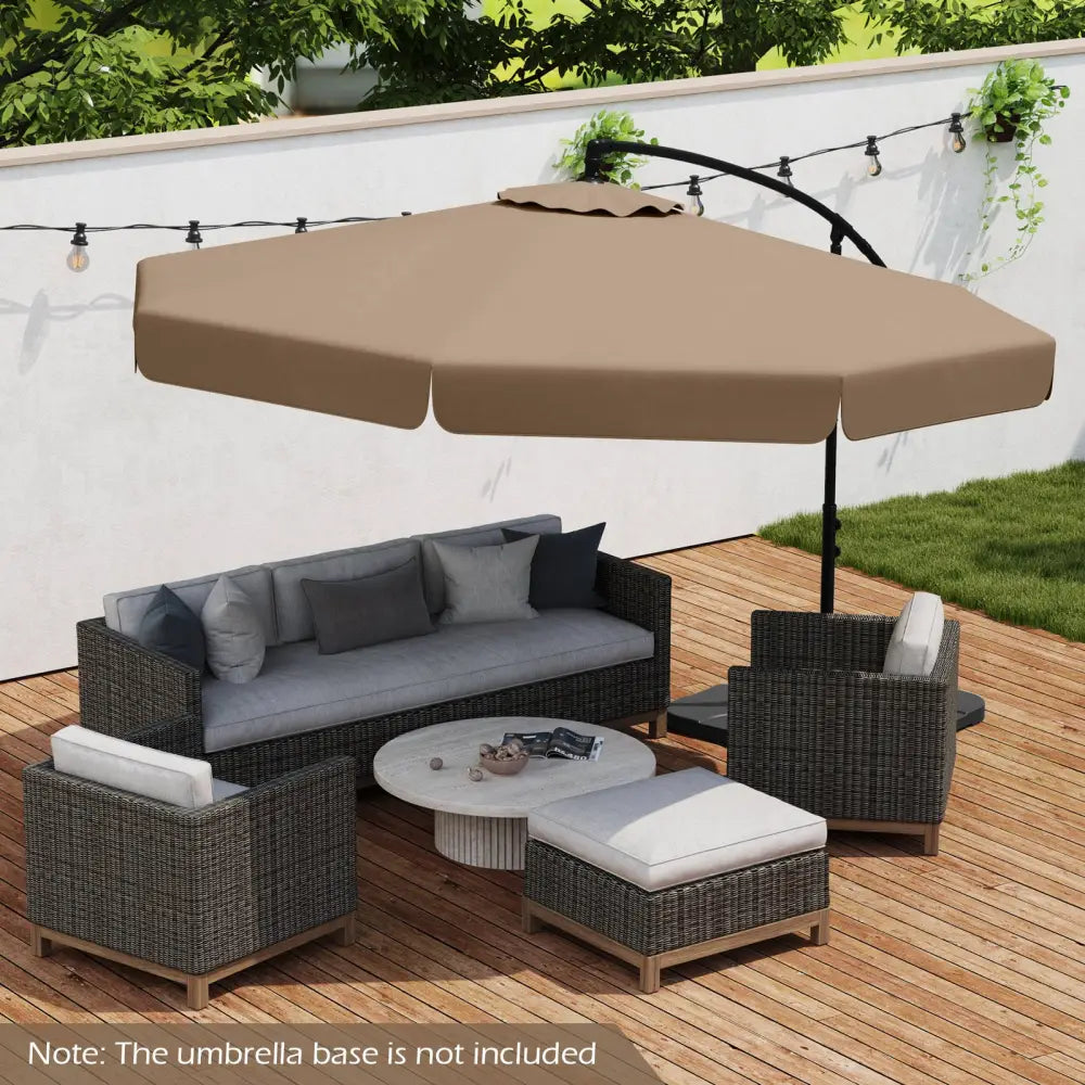 10 Feet Patio Cantilever Umbrella with Cover Tilt Adjustment and Ruffled Edge-Taupe - Taupe - Outdoor Umbrellas