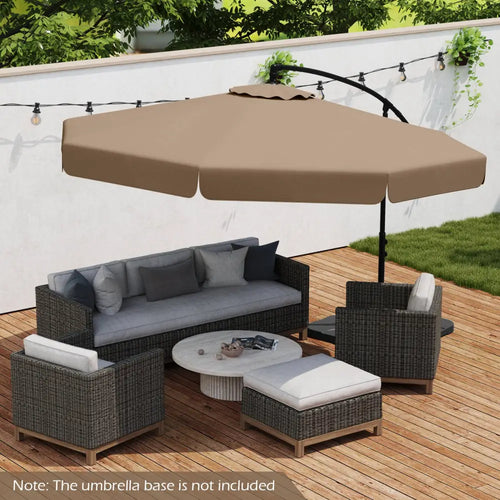 10 Feet Patio Cantilever Umbrella with Cover Tilt Adjustment and Ruffled Edge-Taupe - Taupe - Outdoor Umbrellas