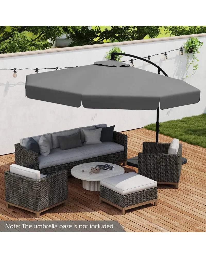 10 Feet Patio Cantilever Umbrella with Cover Tilt Adjustment and Ruffled Edge-Gray - Gray - Outdoor Umbrellas