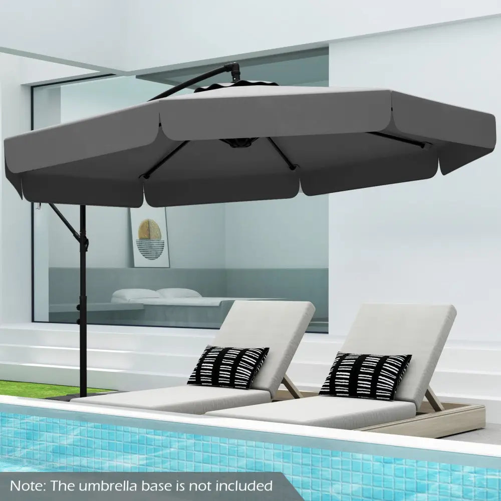 10 Feet Patio Cantilever Umbrella with Cover Tilt Adjustment and Ruffled Edge-Gray - Gray - Outdoor Umbrellas