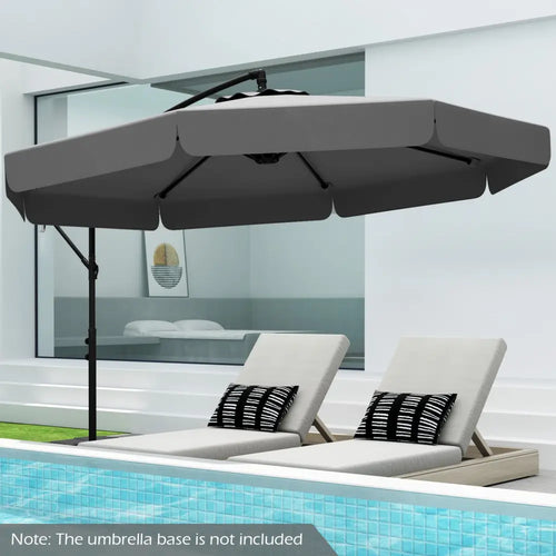 10 Feet Patio Cantilever Umbrella with Cover Tilt Adjustment and Ruffled Edge-Gray - Gray - Outdoor Umbrellas