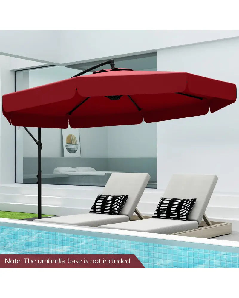 10 Feet Patio Cantilever Umbrella with Cover Tilt Adjustment and Ruffled Edge-Wine - Wine - Outdoor Umbrellas