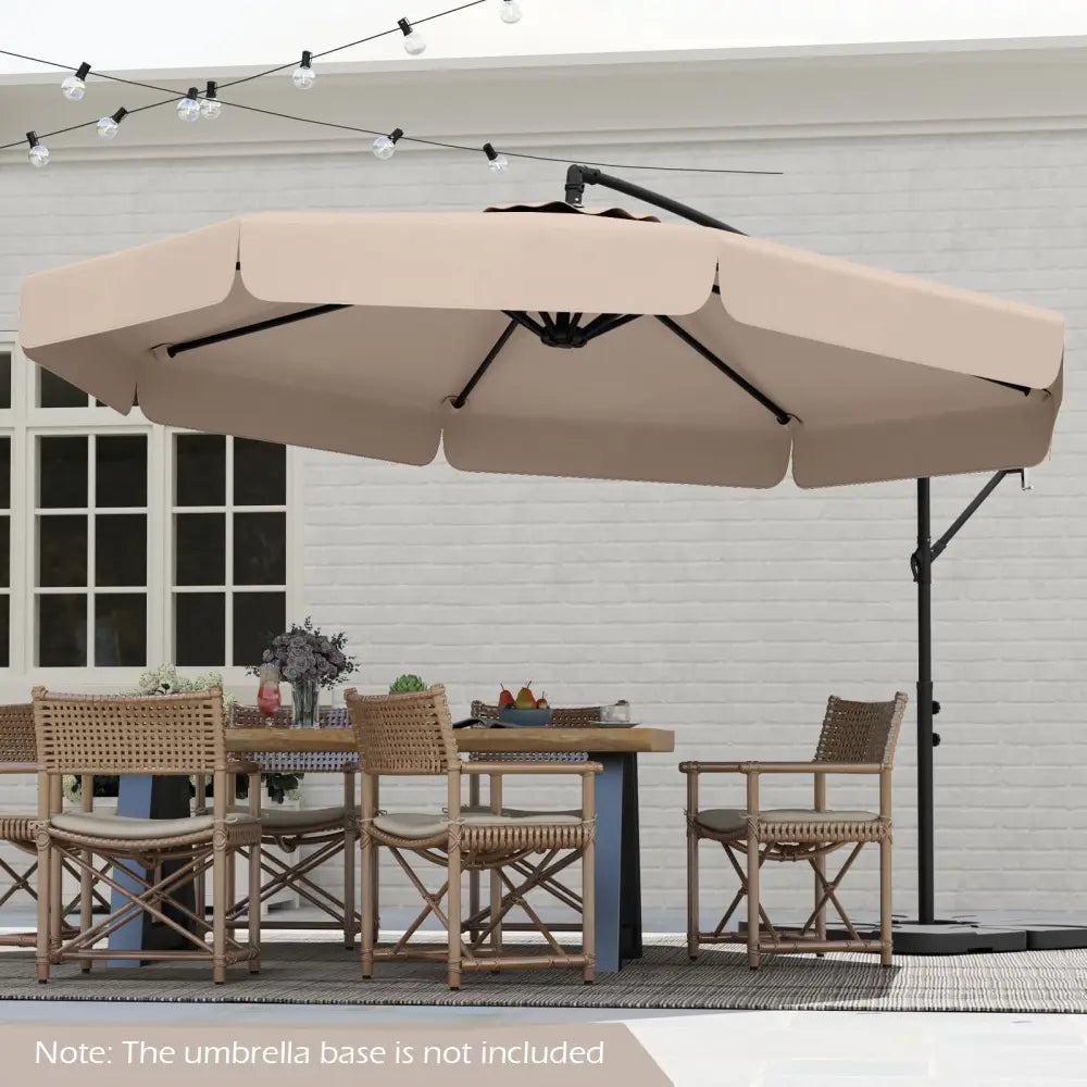 10 Feet Patio Cantilever Umbrella with Cover Tilt Adjustment and Ruffled Edge-Beige - Beige - Outdoor Umbrellas