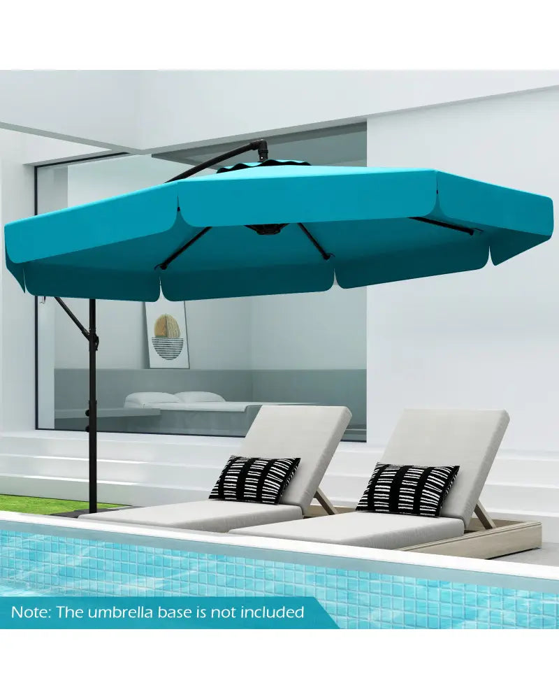 10 Feet Patio Cantilever Umbrella with Cover Tilt Adjustment and Ruffled Edge-Turquoise - Turquoise - Outdoor Umbrellas