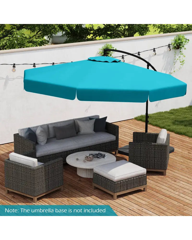 10 Feet Patio Cantilever Umbrella with Cover Tilt Adjustment and Ruffled Edge-Turquoise - Turquoise - Outdoor Umbrellas