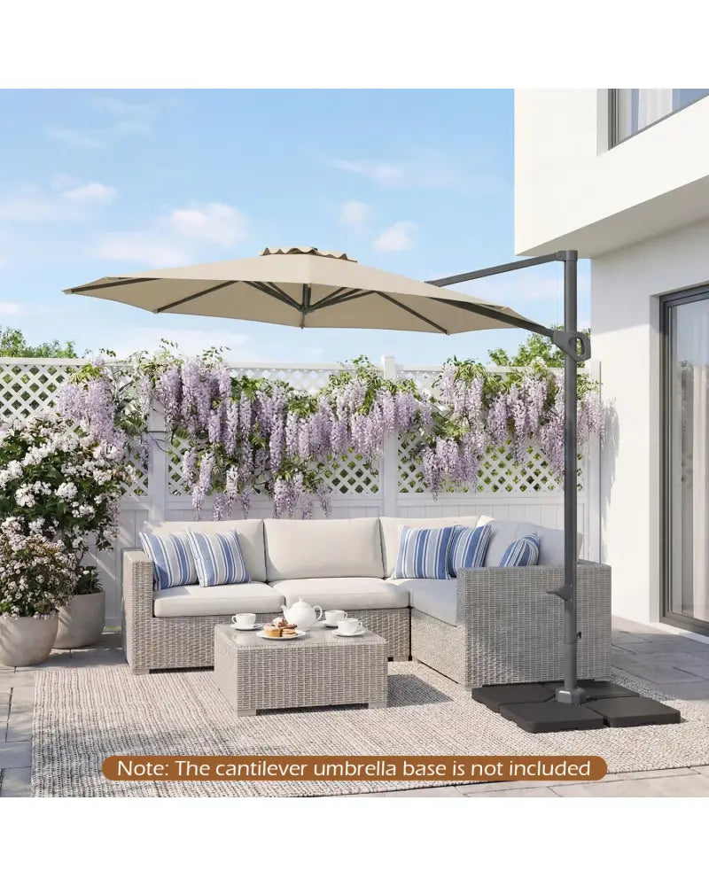 10 Feet Patio Cantilever Umbrella with Easy Tilt Adjustment-Beige - Beige - Outdoor Umbrellas