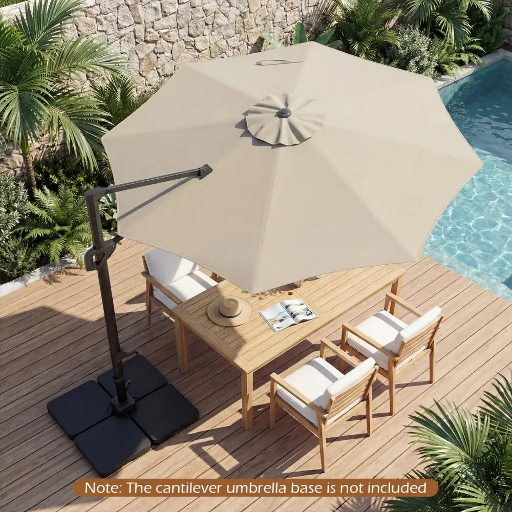 10 Feet Patio Cantilever Umbrella with Easy Tilt Adjustment-Beige - Beige - Outdoor Umbrellas