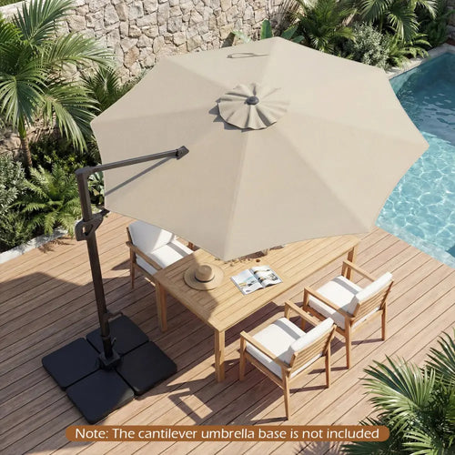 10 Feet Patio Cantilever Umbrella with Easy Tilt Adjustment-Beige - Beige - Outdoor Umbrellas