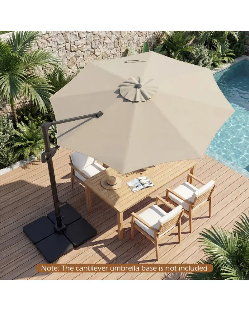 10 Feet Patio Cantilever Umbrella with Easy Tilt Adjustment-Beige - Beige - Outdoor Umbrellas