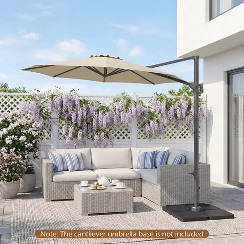 10 Feet Patio Cantilever Umbrella with Easy Tilt Adjustment-Beige - Beige - Outdoor Umbrellas