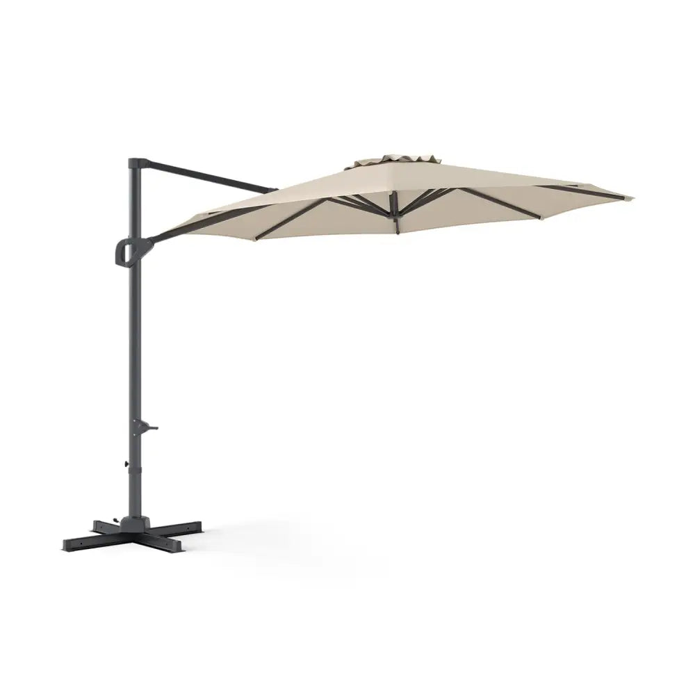 10 Feet Patio Cantilever Umbrella with Easy Tilt Adjustment-Beige - Beige - Outdoor Umbrellas