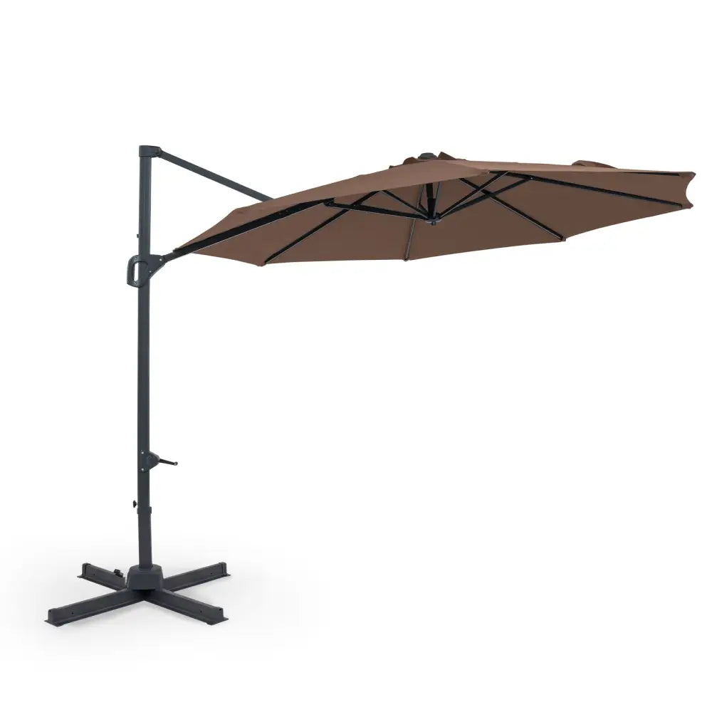 10 Feet Patio Cantilever Umbrella with Easy Tilt Adjustment-Brown - Brown - Outdoor Umbrellas