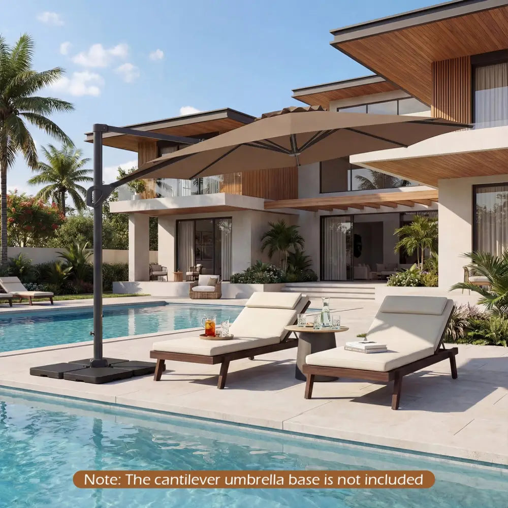 10 Feet Patio Cantilever Umbrella with Easy Tilt Adjustment-Brown - Brown - Outdoor Umbrellas