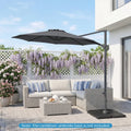 10 Feet Patio Cantilever Umbrella with Easy Tilt Adjustment-Gray - Gray - Outdoor Umbrellas