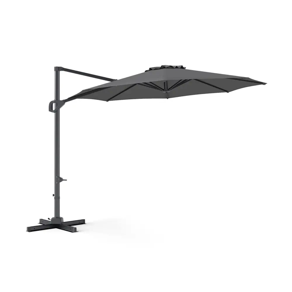 10 Feet Patio Cantilever Umbrella with Easy Tilt Adjustment-Gray - Gray - Outdoor Umbrellas