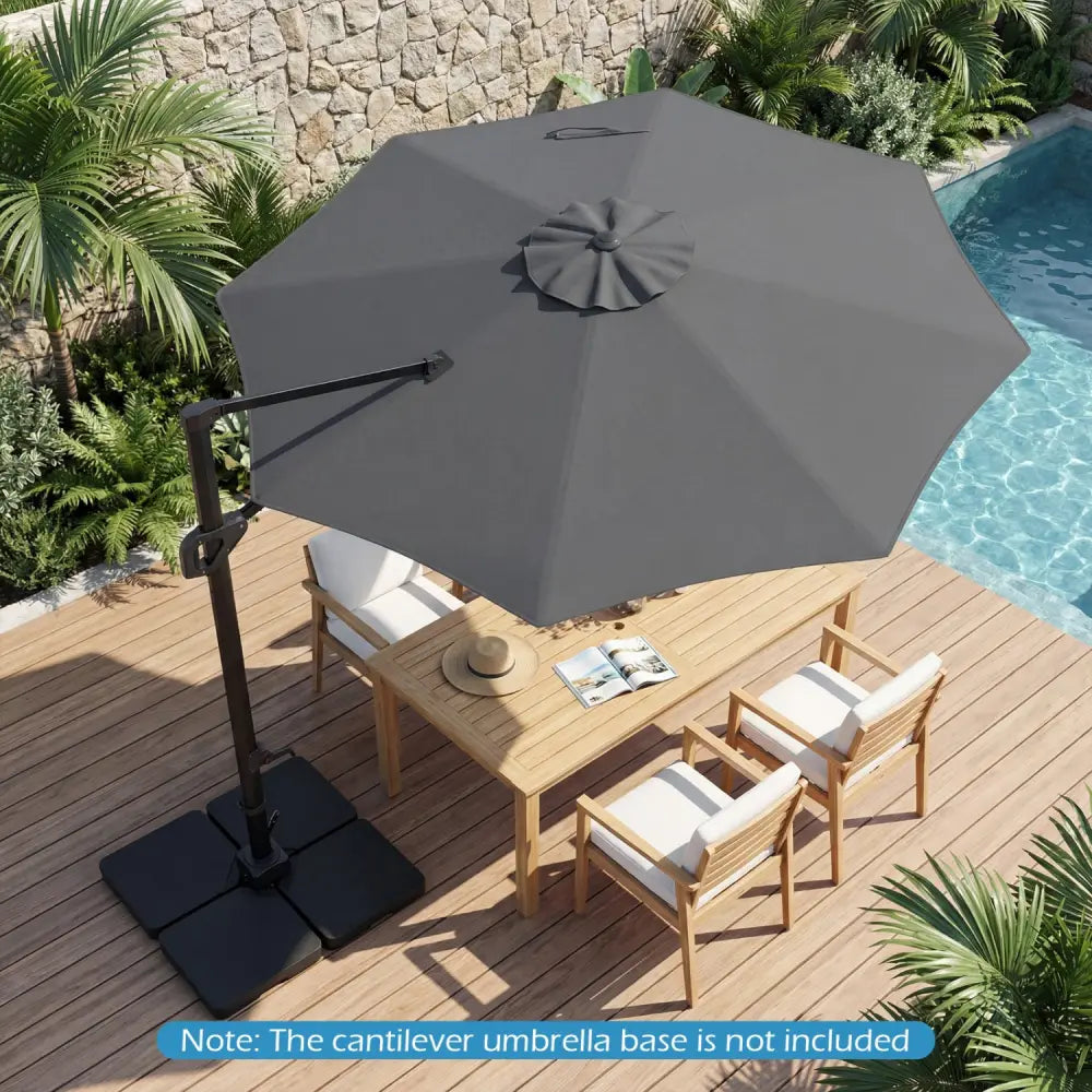 10 Feet Patio Cantilever Umbrella with Easy Tilt Adjustment-Gray - Gray - Outdoor Umbrellas