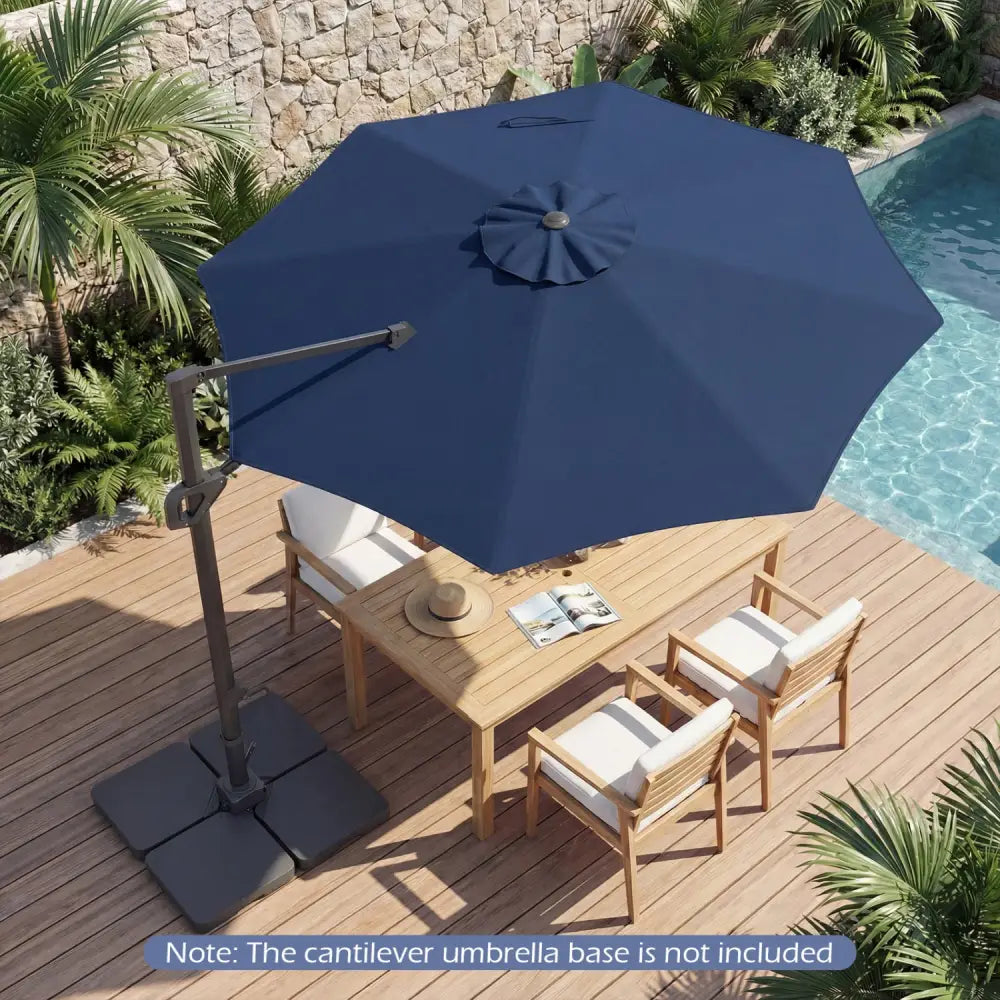 10 Feet Patio Cantilever Umbrella with Easy Tilt Adjustment-Navy - Navy - Outdoor Umbrellas