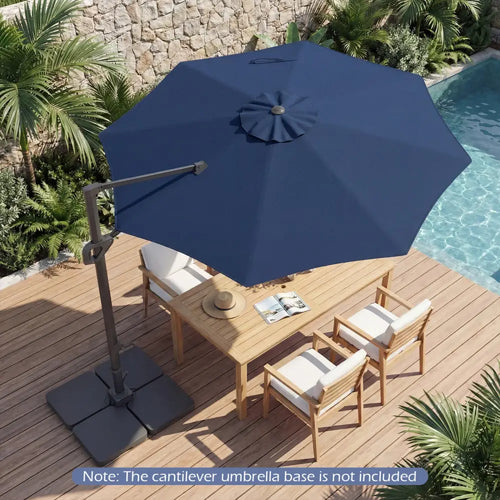 10 Feet Patio Cantilever Umbrella with Easy Tilt Adjustment-Navy - Navy - Outdoor Umbrellas