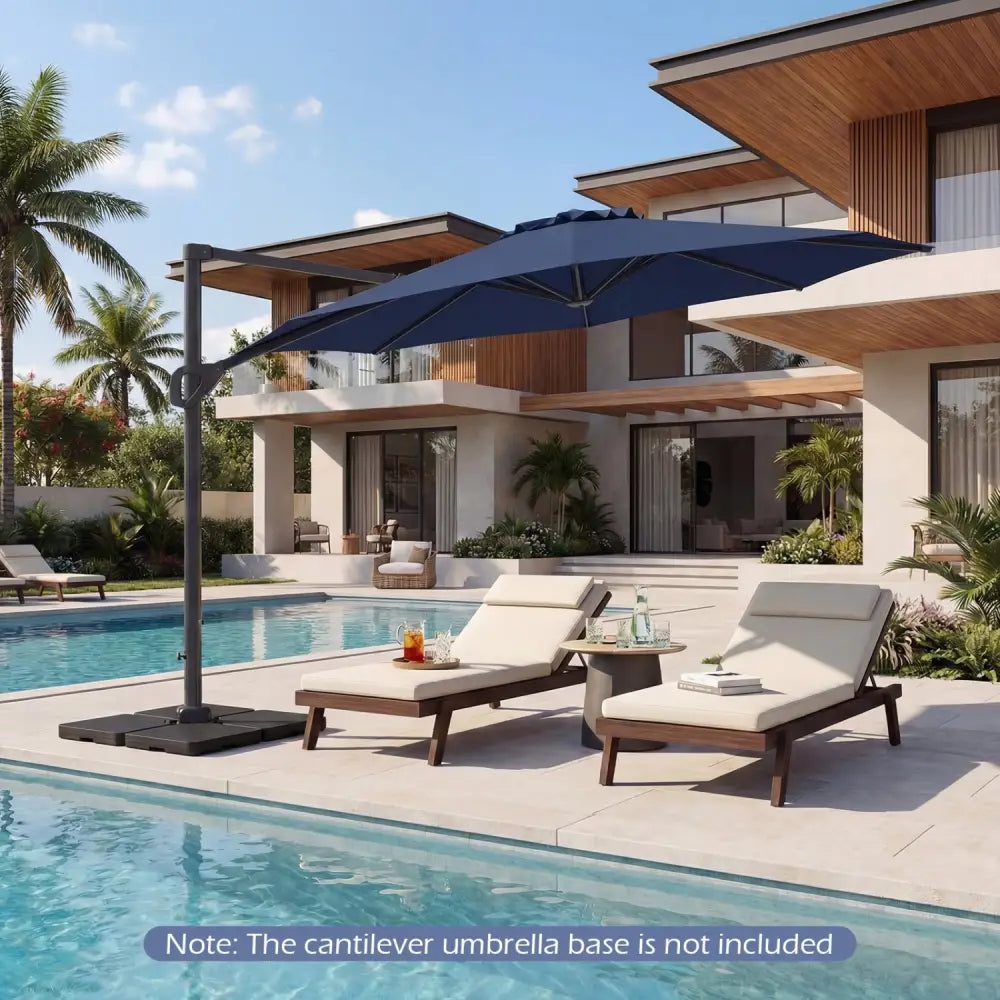 10 Feet Patio Cantilever Umbrella with Easy Tilt Adjustment-Navy - Navy - Outdoor Umbrellas