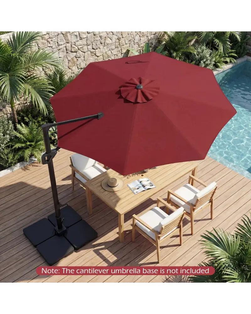 10 Feet Patio Cantilever Umbrella with Easy Tilt Adjustment-Wine - Wine - Outdoor Umbrellas