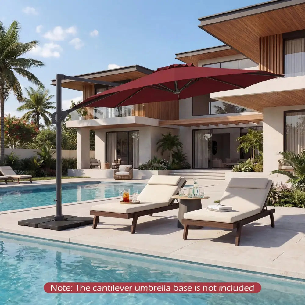 10 Feet Patio Cantilever Umbrella with Easy Tilt Adjustment-Wine - Wine - Outdoor Umbrellas