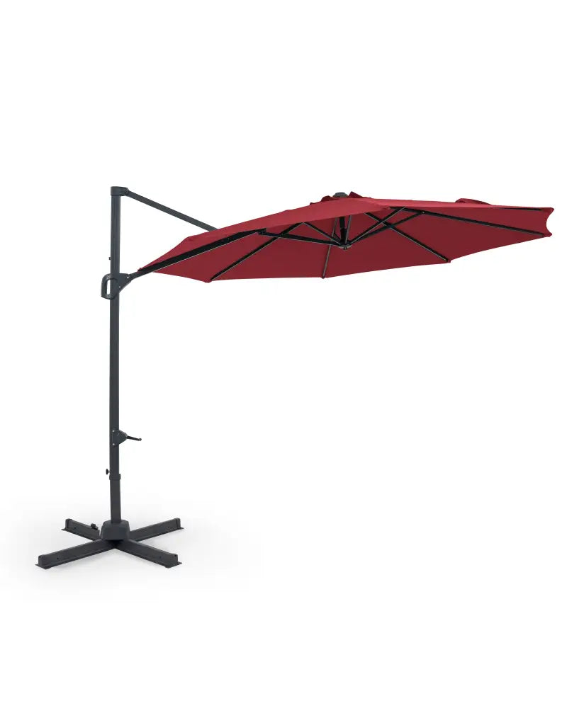 10 Feet Patio Cantilever Umbrella with Easy Tilt Adjustment-Wine - Wine - Outdoor Umbrellas