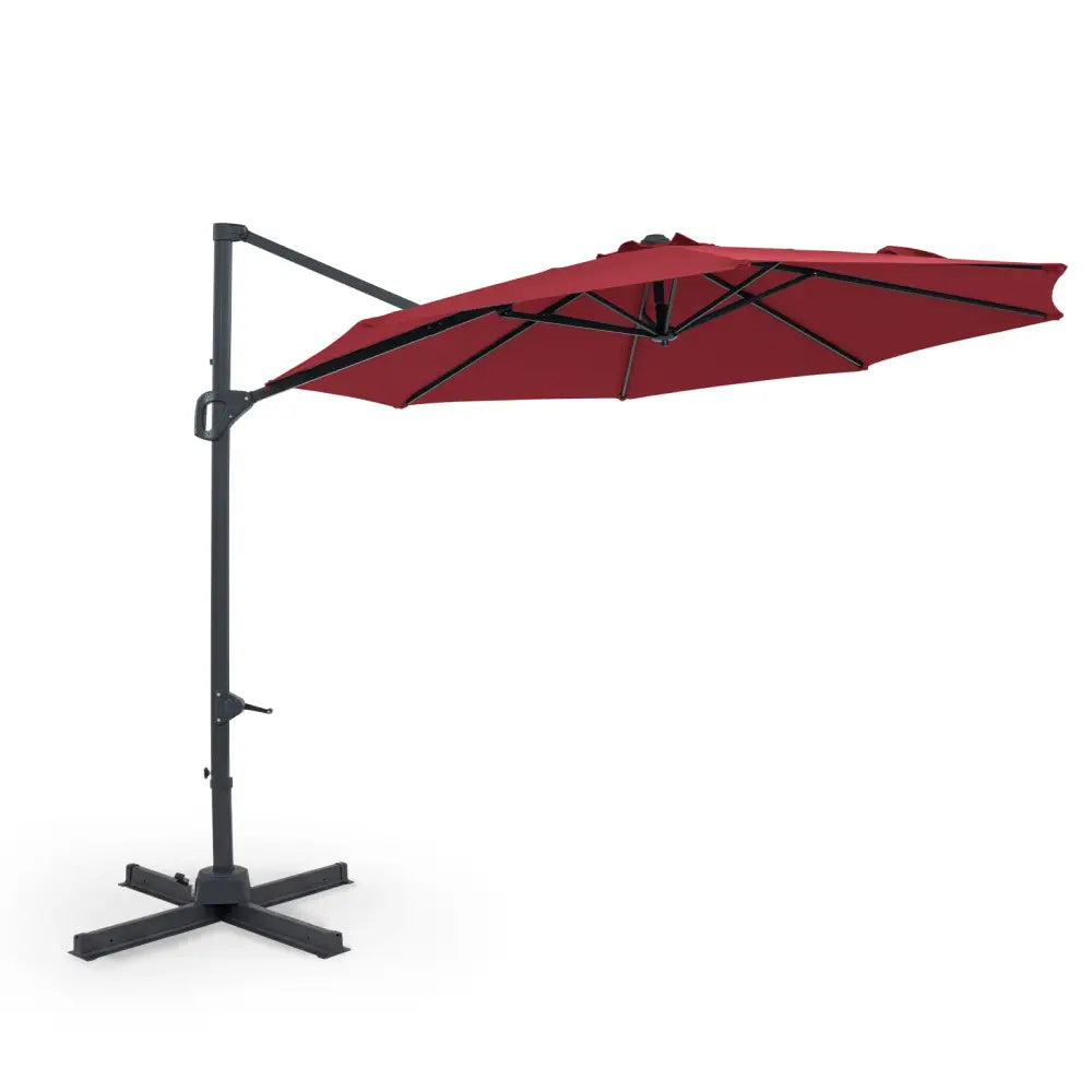 10 Feet Patio Cantilever Umbrella with Easy Tilt Adjustment-Wine - Wine - Outdoor Umbrellas
