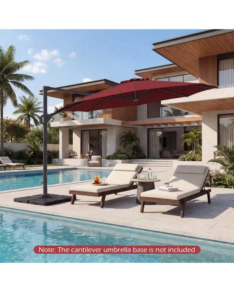 10 Feet Patio Cantilever Umbrella with Easy Tilt Adjustment-Wine - Wine - Outdoor Umbrellas