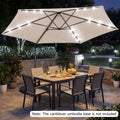 10 Feet Patio Cantilever Umbrella with Solar LED Lights-Beige - Beige - Outdoor Umbrellas
