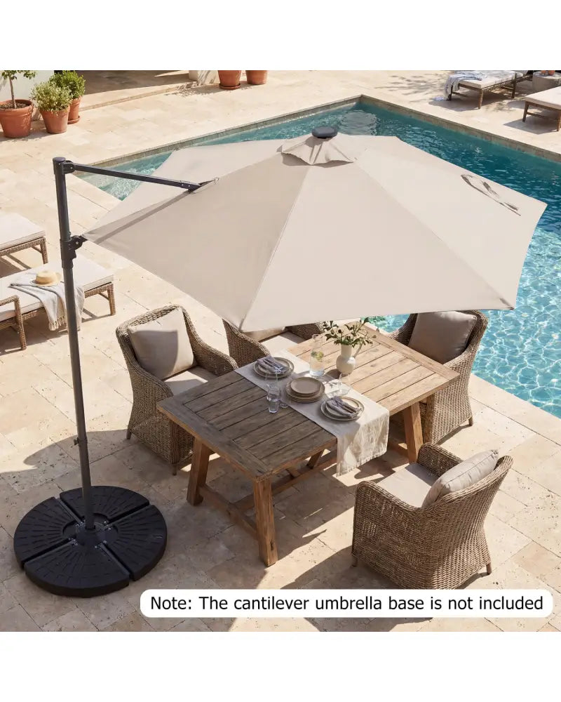 10 Feet Patio Cantilever Umbrella with Solar LED Lights-Beige - Beige - Outdoor Umbrellas