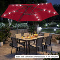 10 Feet Patio Cantilever Umbrella with Solar LED Lights-Wine - Wine - Outdoor Umbrellas