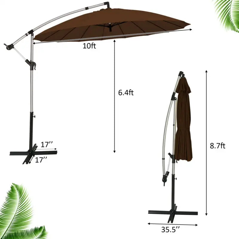 10 Feet Patio Offset Umbrella Market Hanging Umbrella for Backyard Poolside Lawn Garden-Tan - Tan - Outdoor Umbrellas