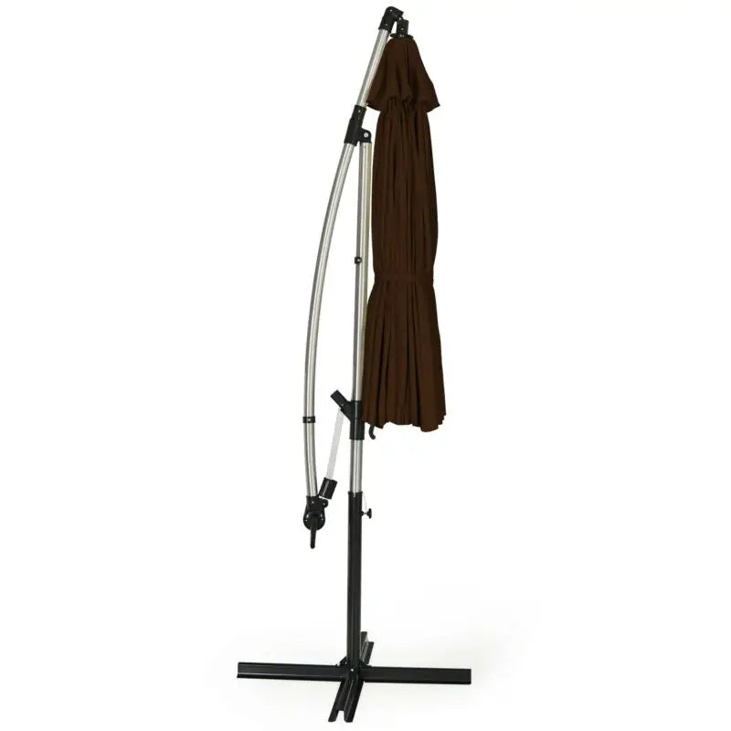 10 Feet Patio Offset Umbrella Market Hanging Umbrella for Backyard Poolside Lawn Garden-Tan - Tan - Outdoor Umbrellas