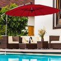 10 Feet Patio Offset Umbrella Market Hanging Umbrella for Backyard Poolside Lawn Garden-Burgundy - Dark Red - Outdoor