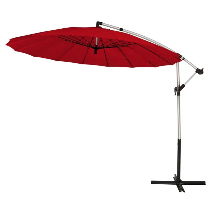 10 Feet Patio Offset Umbrella Market Hanging Umbrella for Backyard Poolside Lawn Garden-Burgundy - Dark Red - Outdoor