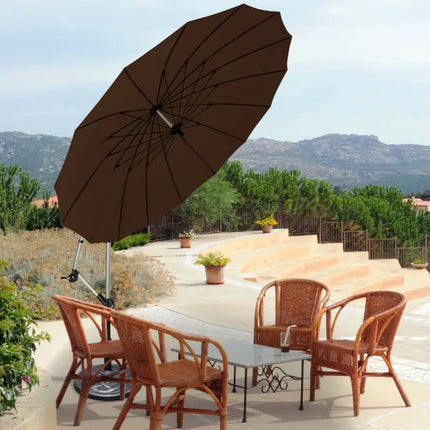 10 Feet Patio Offset Umbrella Market Hanging Umbrella for Backyard Poolside Lawn Garden-Tan - Tan - Outdoor Umbrellas