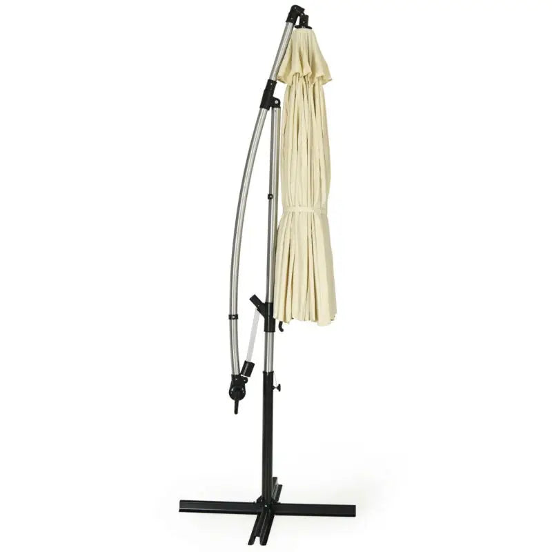 10 Feet Patio Offset Umbrella Market Hanging Umbrella for Backyard Poolside Lawn Garden-Beige - Beige - Outdoor