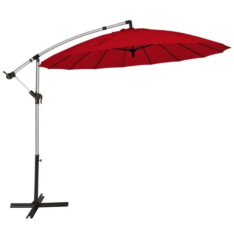 10 Feet Patio Offset Umbrella Market Hanging Umbrella for Backyard Poolside Lawn Garden-Burgundy - Dark Red - Outdoor