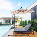 10 Feet Patio Solar Powered Cantilever Umbrella with Tilting System-Beige - Beige - Outdoor Umbrellas