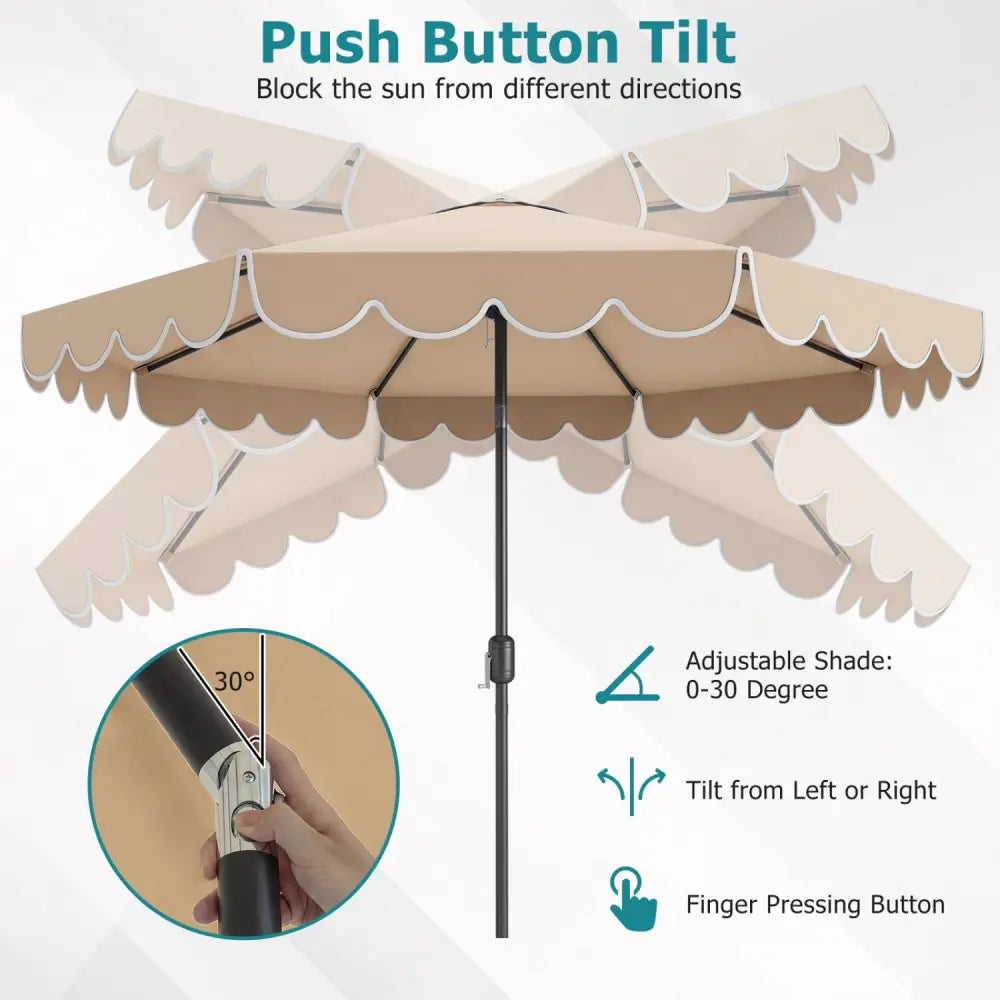 10 Feet Patio Umbrella Outdoor Market Umbrella with Crank Tilt Adjustment-Beige - Beige - Outdoor Umbrellas