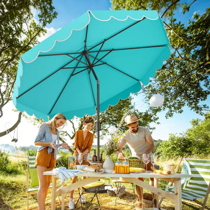 10 Feet Patio Umbrella Outdoor Market Umbrella with Crank Tilt Adjustment-Turquoise - Turquoise - Outdoor Umbrellas
