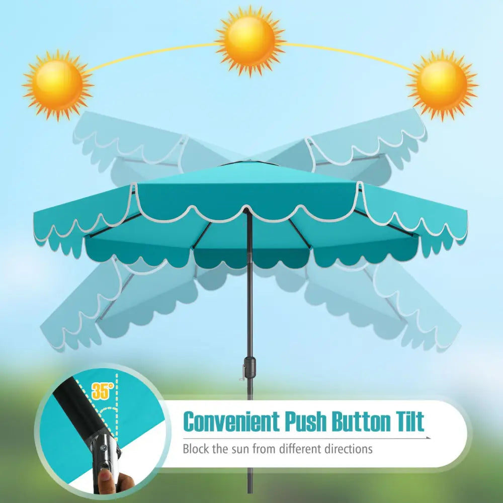 10 Feet Patio Umbrella Outdoor Market Umbrella with Crank Tilt Adjustment-Turquoise - Turquoise - Outdoor Umbrellas