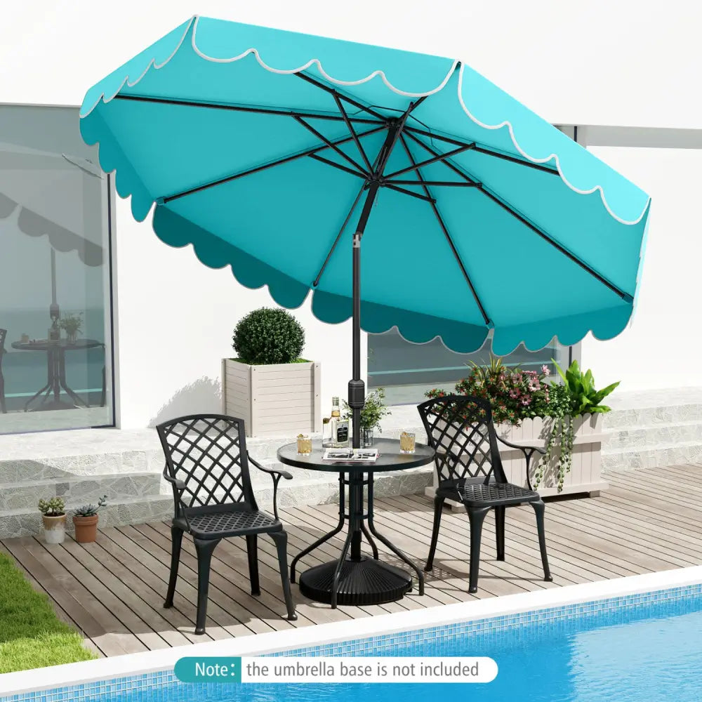 10 Feet Patio Umbrella Outdoor Market Umbrella with Crank Tilt Adjustment-Turquoise - Turquoise - Outdoor Umbrellas