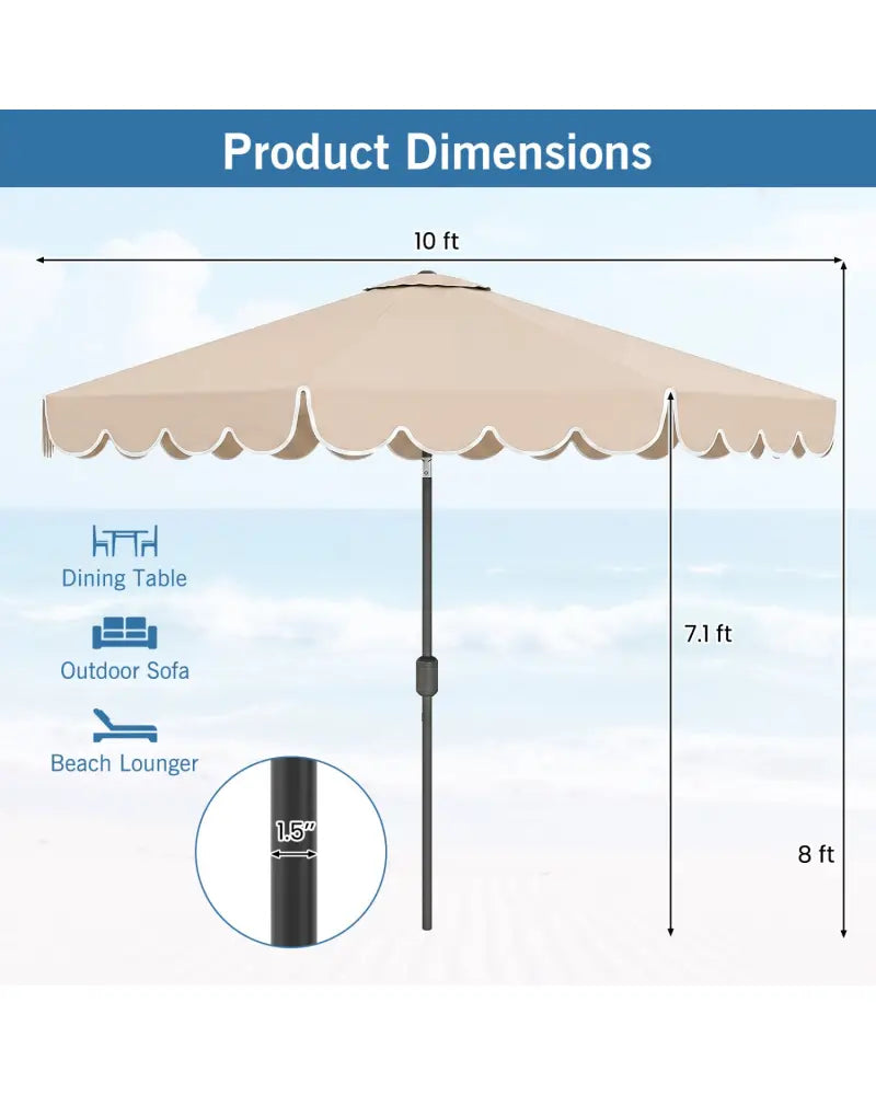 10 Feet Patio Umbrella Outdoor Market Umbrella with Crank Tilt Adjustment-Beige - Beige - Outdoor Umbrellas